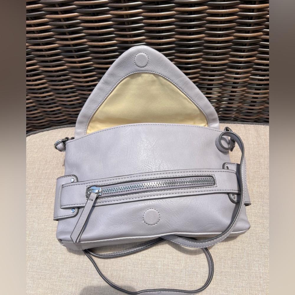 NICOLE MILLER NEW YORK Laura Crossbody Purse Womens Handbag Faux Leather Gray